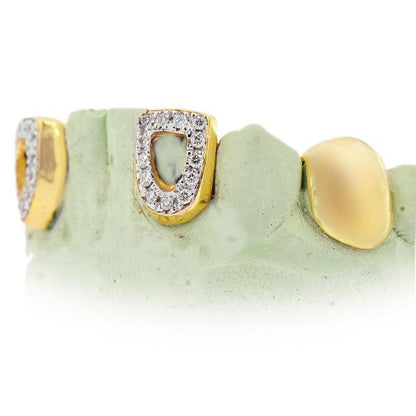 JDG100 18K INDIVIDUAL OPEN FACE AND SOLID TEETH - Johnny Dang & Co