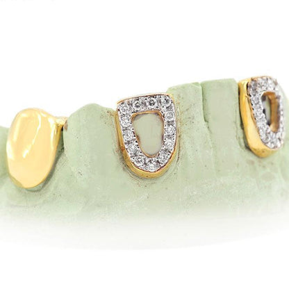 JDG100 18K INDIVIDUAL OPEN FACE AND SOLID TEETH - Johnny Dang & Co