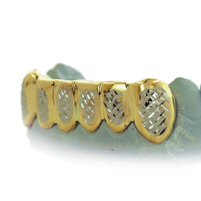 6 Teeth Two Tone Grill With Diamond Cuts - JDG41-INDACU - Johnny Dang & Co