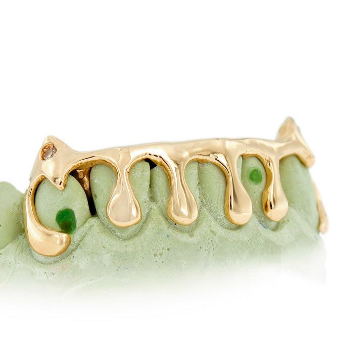 JDWR-53B-6 Piece Diamond Dripping Gold Grill
