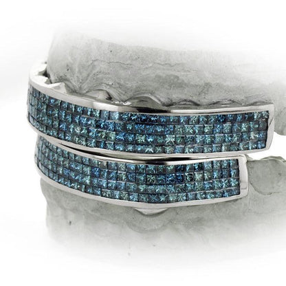 JDG65-BLUE MAGIC 4 ROW HAND SET DIAMOND GRILL - Johnny Dang & Co