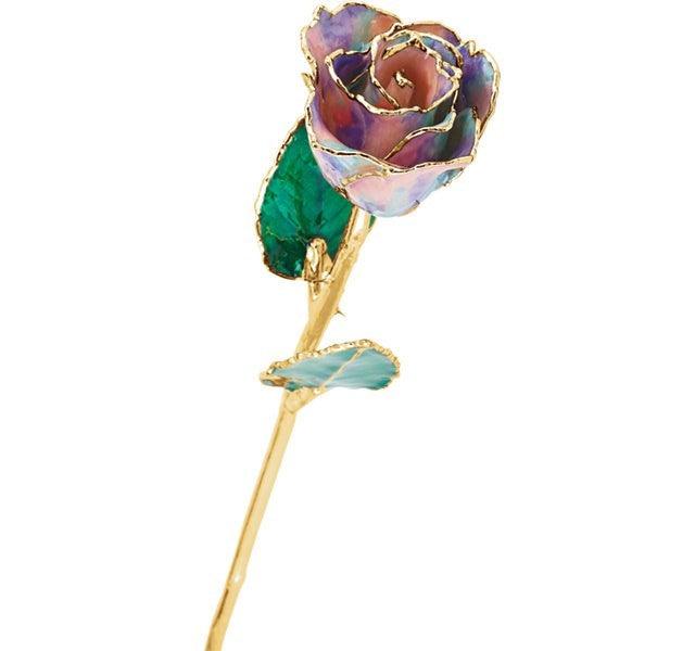 JDSP61-9063 LACQUERED OCTOBER OPAL COLORED ROSE WITH GOLD TRIM - Johnny Dang & Co