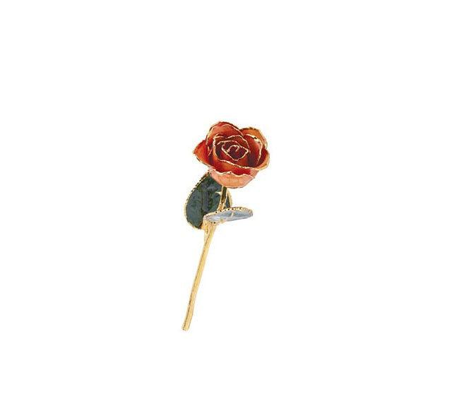 JDSP61-9142 LACQUERED ORANGE ROSE WITH GOLD TRIM - Johnny Dang & Co
