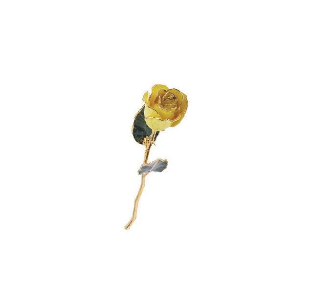 JDSP61-9148 LACQUERED YELLOW ROSE WITH GOLD TRIM - Johnny Dang & Co