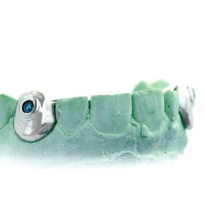 JDTK-S151607-1 SINGLE 18K INDIVIDUAL TOOTH WITH A SINGLE BLUE DIAMOND - Johnny Dang & Co