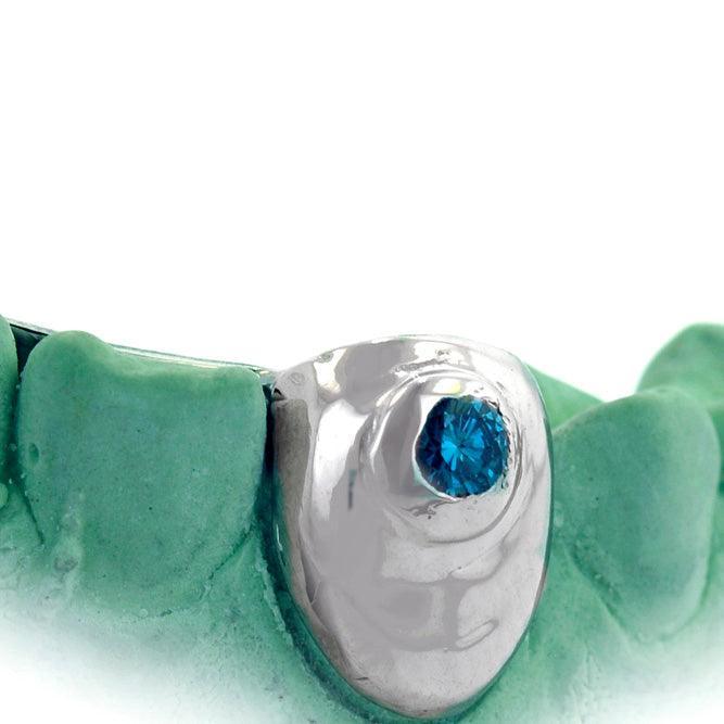 JDTK-S151607-1 SINGLE 18K INDIVIDUAL TOOTH WITH A SINGLE BLUE DIAMOND - Johnny Dang & Co