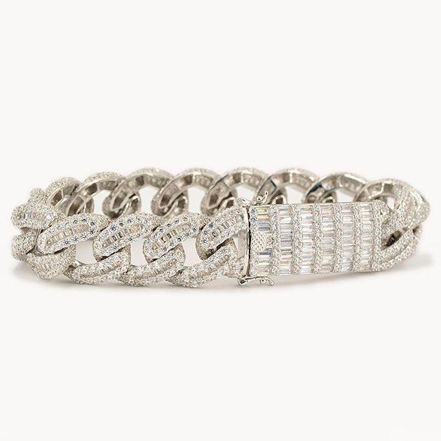 JDB1013 - Silver Baguette Cuban Bracelet - Johnny Dang & Co