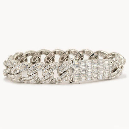 JDB1012 - Silver Baguette Cuban Bracelet - Johnny Dang & Co