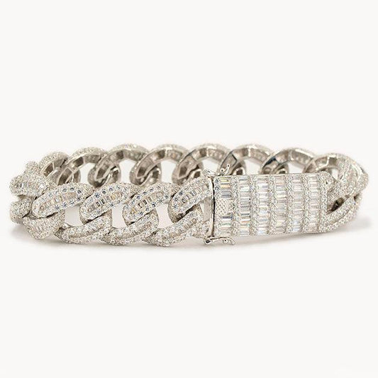 JDB1012 - Silver Baguette Cuban Bracelet - Johnny Dang & Co