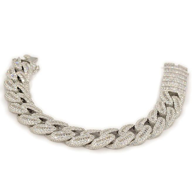 JDB1012 - Silver Baguette Cuban Bracelet - Johnny Dang & Co
