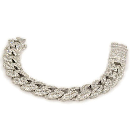 JDB1012 - Silver Baguette Cuban Bracelet - Johnny Dang & Co