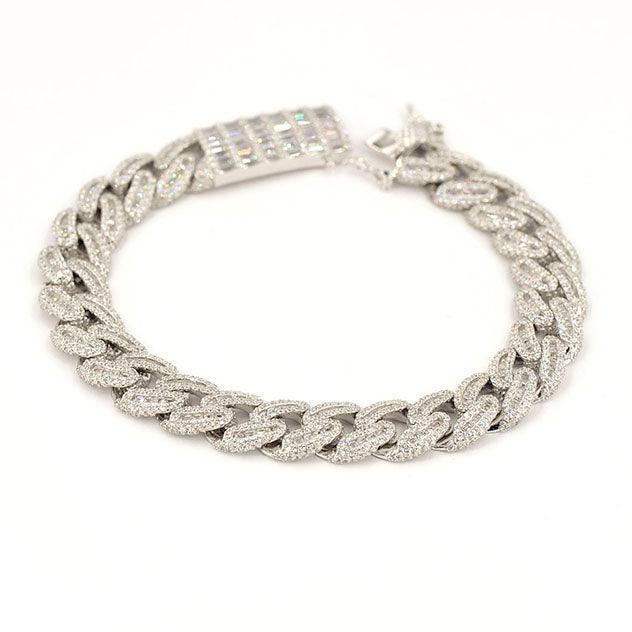 JDB1012 - Silver Baguette Cuban Bracelet - Johnny Dang & Co