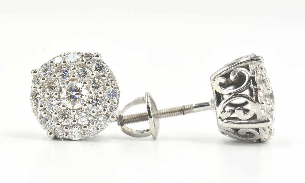 JDTKCL1006Y- 14KY 1.60 CTTW DIAMOND CLUSTER EARRINGS - Johnny Dang & Co