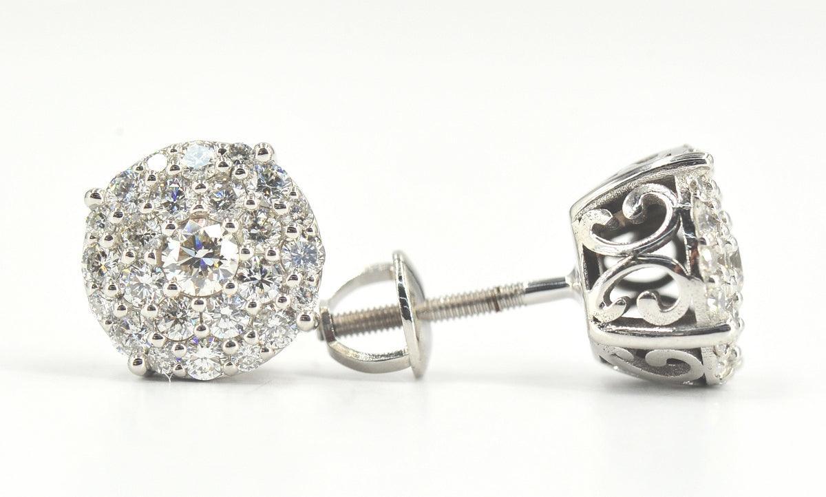 JDTKCL1006Y- 14KY 1.60 CTTW DIAMOND CLUSTER EARRINGS - Johnny Dang & Co