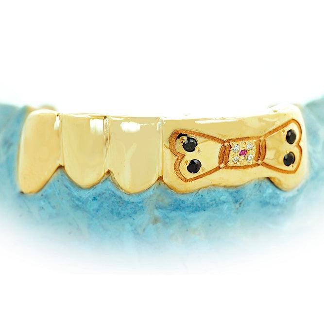 JDTK-S141124-1 6 Teeth In Yellow Gold with Engraved Dog Bone - Johnny Dang & Co