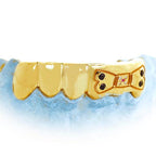 JDTK-S141124-1 6 Teeth In Yellow Gold with Engraved Dog Bone - Johnny Dang & Co