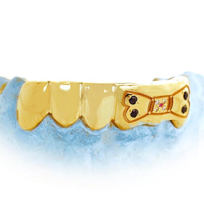 JDTK-S141124-1 6 Teeth In Yellow Gold with Engraved Dog Bone - Johnny Dang & Co
