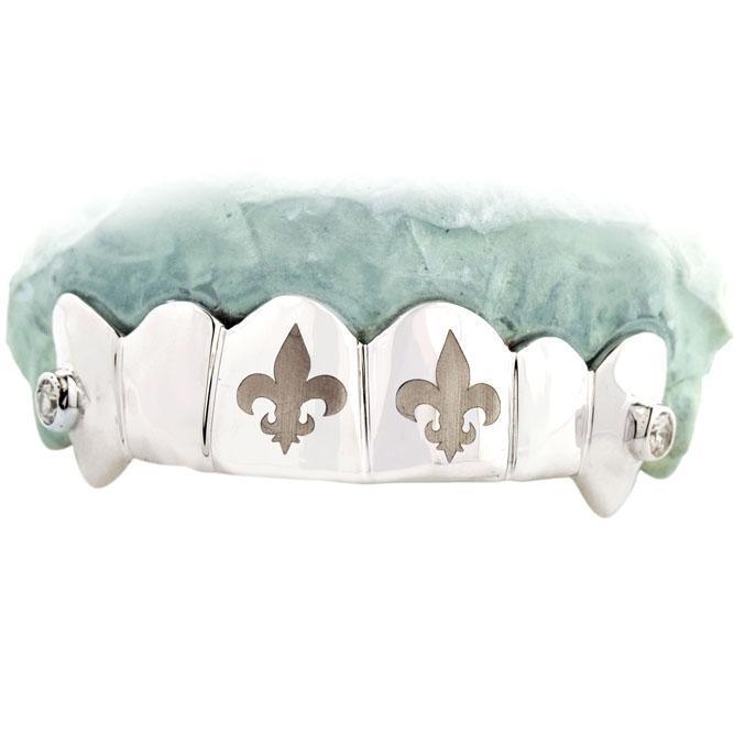 JDTK-TVJ-6041A-1 - Teeth Solid With 2 Engraved Teeth & Two Solitaires - Johnny Dang & Co