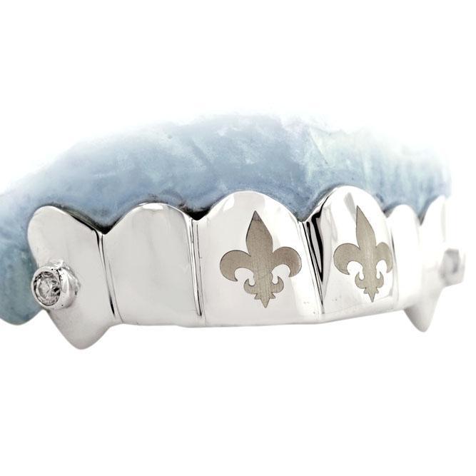 JDTK-TVJ-6041A-1 - Teeth Solid With 2 Engraved Teeth & Two Solitaires - Johnny Dang & Co