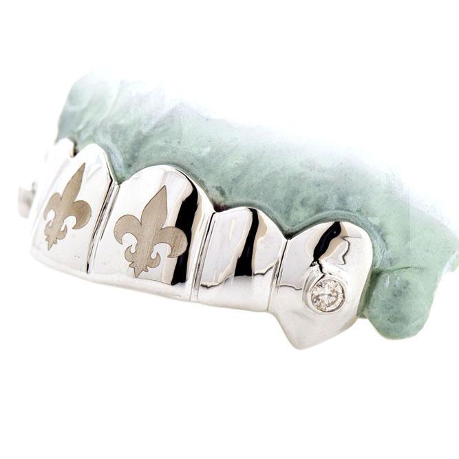 JDTK-TVJ-6041A-1 - Teeth Solid With 2 Engraved Teeth & Two Solitaires - Johnny Dang & Co