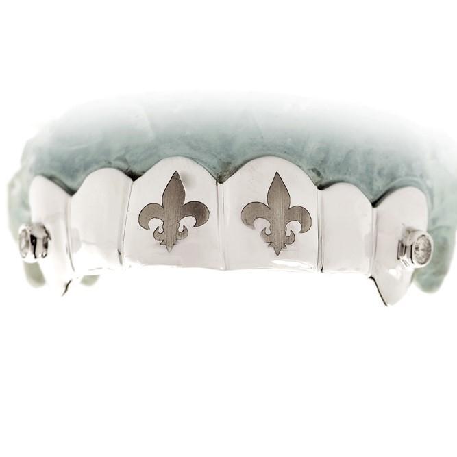 JDTK-TVJ-6041A-1 - Teeth Solid With 2 Engraved Teeth & Two Solitaires - Johnny Dang & Co