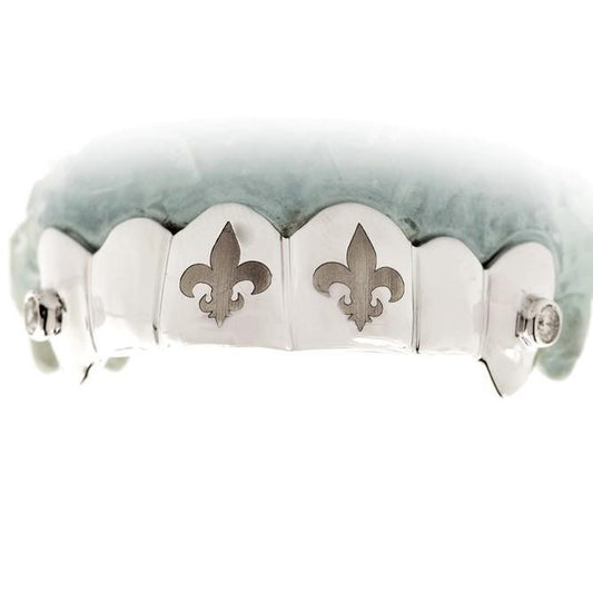 JDTK-TVJ-6041A-1 - Teeth Solid With 2 Engraved Teeth & Two Solitaires - Johnny Dang & Co