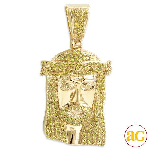 10KY 3.50CTW YELLOW DIAMOND JESUS PENDANT - Johnny Dang & Co