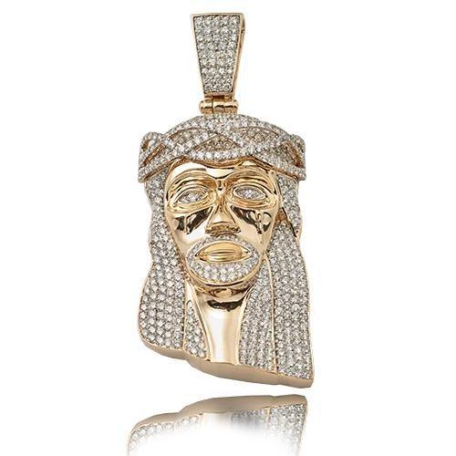 14KY 9.50CTW DIAMOND JESUS PENDANT - Johnny Dang & Co