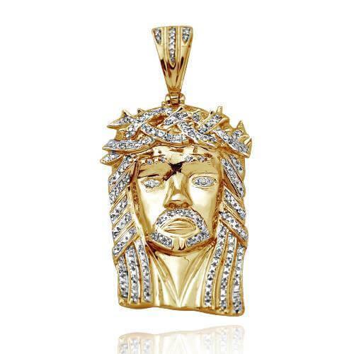 10KY 0.25CTW DIAMOND JESUS PENDANT - Johnny Dang & Co