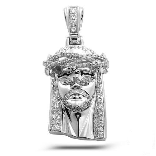 10KW 0.85CTW DIAMOND JESUS PENDANT WITH SOLID BACK - Johnny Dang & Co