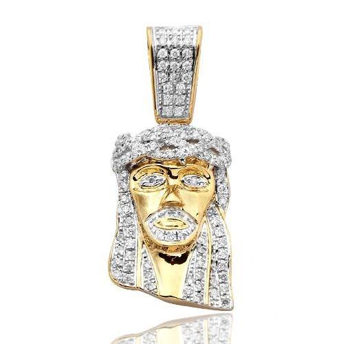 10KY 0.55CTW MICROPAVE DIAMOND JESUS HEAD PENDANT - Johnny Dang & Co