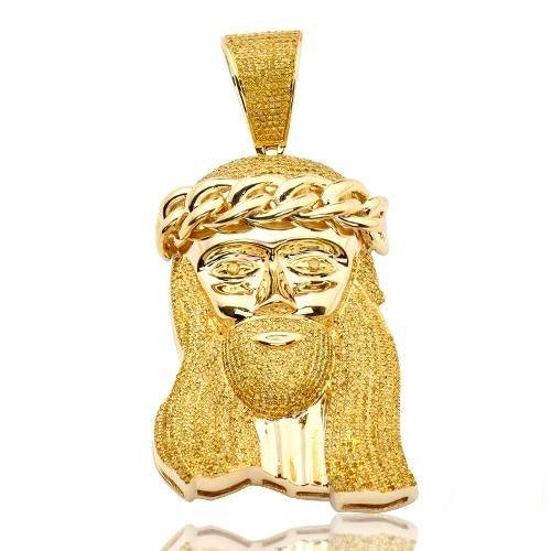 10KY 2.25CTW YELLOW DIAMOND MIAMI CUBAN JESUS PEND - Johnny Dang & Co