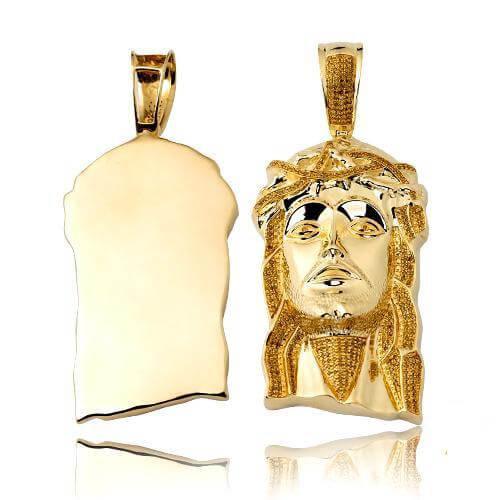 10KY 1.00CTW YELLOW DIAMOND JESUS PENDAN - SOLID B - Johnny Dang & Co