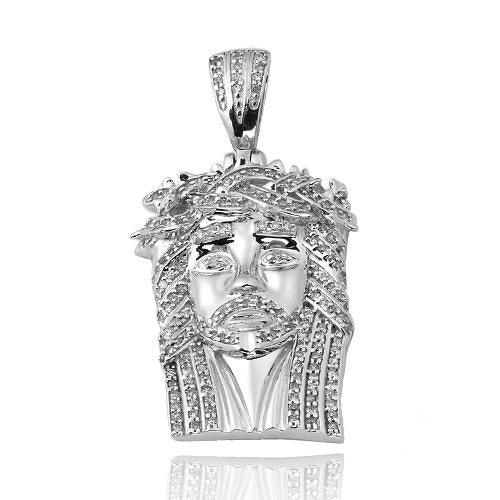 10KW 0.40CTW DIAMOND JESUS PENDANT - Johnny Dang & Co