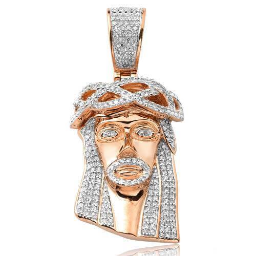 10KR 0.50CTW DIAMOND JESUS PENDANT [ROUNDED BAIL] - Johnny Dang & Co