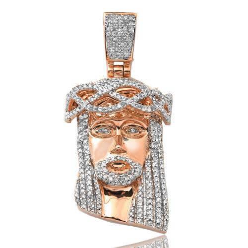 10KR 0.50CTW DIAMOND JESUS PENDANT [SQUARE BAIL] - Johnny Dang & Co