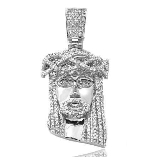 10KW 0.50CTW DIAMOND JESUS PENDANT [SQUARE BAIL] - Johnny Dang & Co