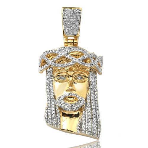 10KY 0.50CTW DIAMOND JESUS PENDANT [SQUARE BAIL] - Johnny Dang & Co