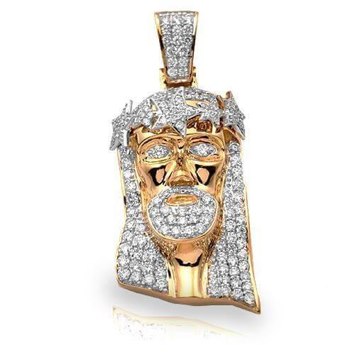 10KY 2.00CTW DIAMOND JESUS PENDANT - STAR CROWN - Johnny Dang & Co