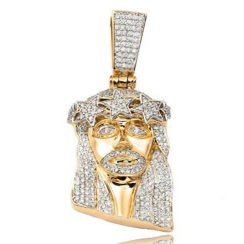10KY 2.10CTW DIAMOND JESUS HEAD PENDANT - STAR CRO - Johnny Dang & Co