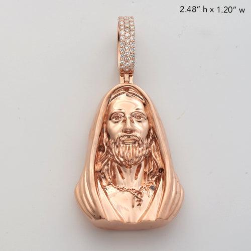 14KR 0.65CTW DIAMOND JESUS HEAD W/SCARF PENDANT - Johnny Dang & Co