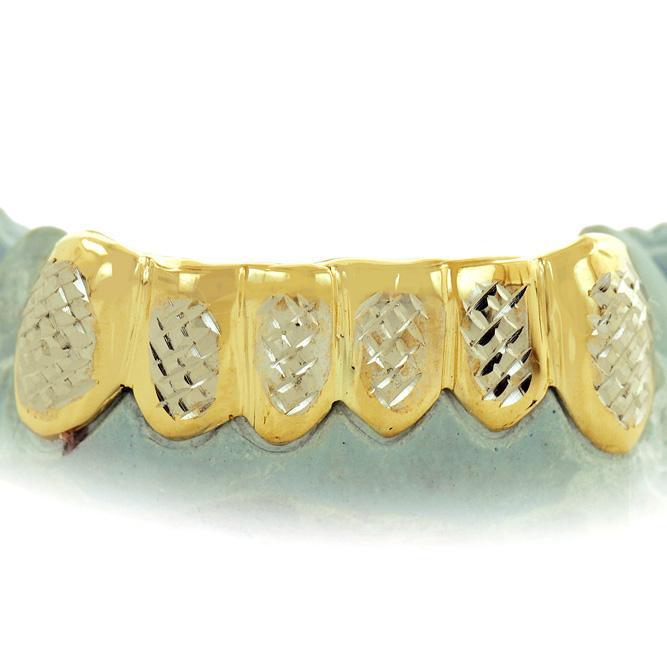 6 Teeth Two Tone Grill With Diamond Cuts - JDG41-INDACU - Johnny Dang & Co