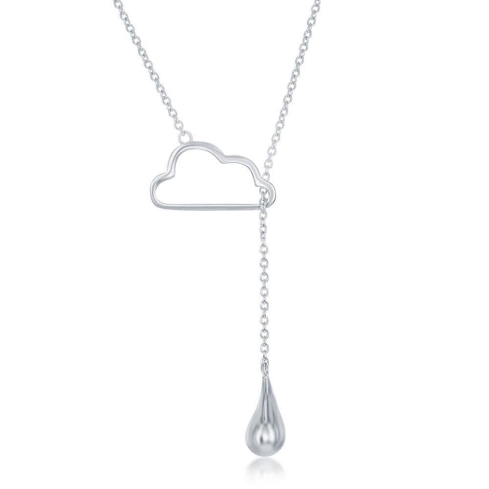 Sterling Silver Cloud with Hanging Raindrop Lariat Necklace - Johnny Dang & Co