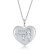 Sterling Silver EngravedBest Mom' Mom and Daughter Heart Necklace - Johnny Dang & Co