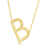 Sterling Silver (35MM) Large Sideways 'A through Z' Initial Necklace - Gold Plate - Johnny Dang & Co