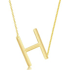Sterling Silver (35MM) Large Sideways 'A through Z' Initial Necklace - Gold Plate - Johnny Dang & Co