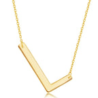 Sterling Silver (35MM) Large Sideways 'A through Z' Initial Necklace - Gold Plate - Johnny Dang & Co