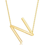 Sterling Silver (35MM) Large Sideways 'A through Z' Initial Necklace - Gold Plate - Johnny Dang & Co