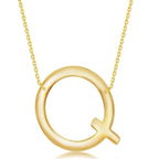 Sterling Silver (35MM) Large Sideways 'A through Z' Initial Necklace - Gold Plate - Johnny Dang & Co