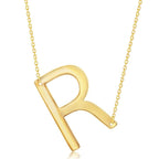 Sterling Silver (35MM) Large Sideways 'A through Z' Initial Necklace - Gold Plate - Johnny Dang & Co